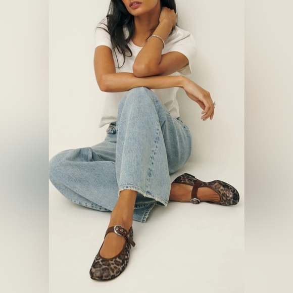 Reformation Shoes - Reformation Bethany Ballet Flat Leopard Mesh